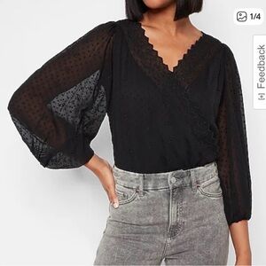 Express Elegant Eyelet Lace Black Women's Bodysuit